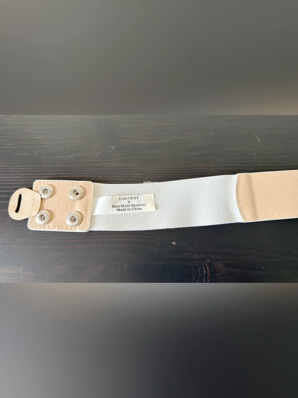 White Stretch Waist Belt Size S Dark Blue Jeweled Medallion Buckle NEW